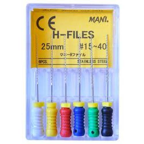 H-files - корневые буравы ручные, длина 25 мм, ISO-30 (6шт). (комп)