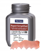Порошок Vertex Rapid Simplified, цвет №10 полупрозрачный розовый с прожилками, 500 г. Пластмасса для изготовления базисов съемных протезов.