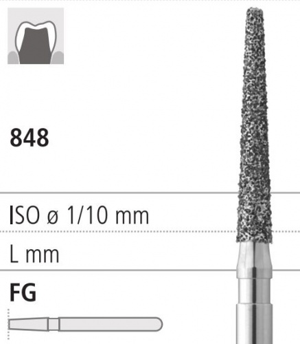 Боры стоматологические алмазные FG 848/017, черный, 6шт. ISO код 314173544017