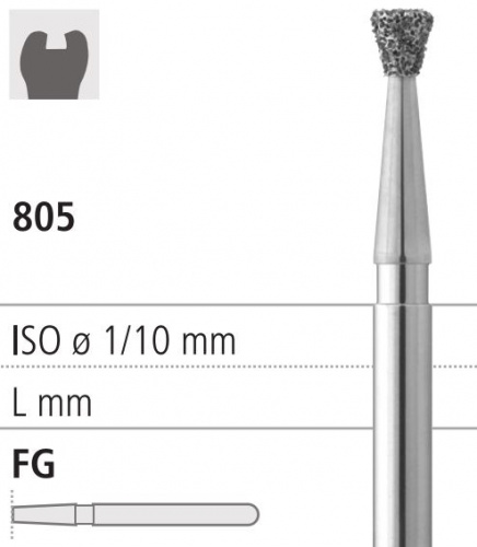 Боры стоматологические алмазные FG 805/012, 6шт. ISO код 314010524012
