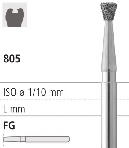 Боры стоматологические алмазные FG 805/018, 6шт. ISO код 314010524018.
