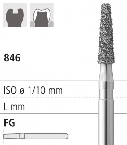 Боры стоматологические алмазные FG 846/015, черный, 1 шт. ISO код 314171544015