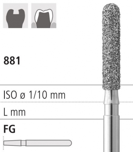 Боры стоматологические алмазные FG 881/021, черный, 6шт. ISO код 314141544021